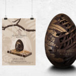 Création de flyer. Design graphique sur oeuf en chocolat pour Pâques Les Petits Chocolats Maison