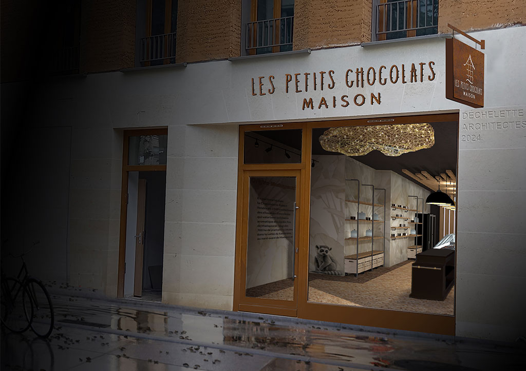 Designdelo-conception-agencement-conseil-professionnels-boutique-chocolat-12bis Vue extérieure de la chocolaterie "les Petits Chocolats Maison